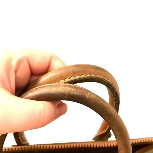 Vintage Dooney & Bourke Two Tone Brown Leather Satchel Bag - Picture 6 of 14